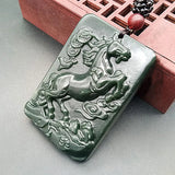 Natural Hetian Jade Horse Pendant - Lucky Exorcise Evil Spirits Peace Amulet