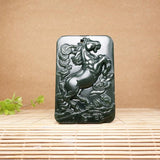 Natural Hetian Jade Horse Pendant - Lucky Exorcise Evil Spirits Peace Amulet