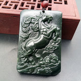 Natural Hetian Jade Horse Pendant - Lucky Exorcise Evil Spirits Peace Amulet