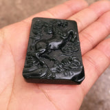 Natural Hetian Jade Horse Pendant - Lucky Exorcise Evil Spirits Peace Amulet