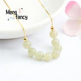Natural Hetian Jade Ice Clear Water Smile Collar Necklace