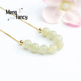 Natural Hetian Jade Ice Clear Water Smile Collar Necklace