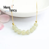 Natural Hetian Jade Ice Clear Water Smile Collar Necklace
