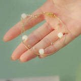 Vintage Hetian Jade Silver Bracelet for Women