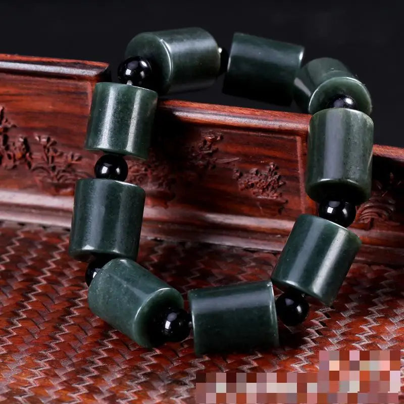 Hetian Jade Bead Bracelet Healing Gemstone Fine Jewelry