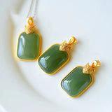 Natural Hetian Jade Leopard Head Pendant Necklace Chinese Style Retro Unique