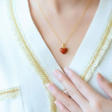 Natural Hetian Jade Love Pendant S925 Sterling Silver South Red Love Necklace