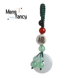 Natural Hetian Jade Lucky Amulet Keyring Peace Buckle Pendant Mascots