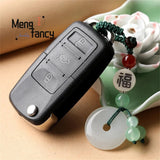 Natural Hetian Jade Lucky Amulet Keyring Peace Buckle Pendant Mascots