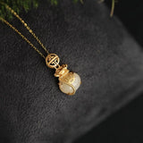 Hetian Jade Lucky Bag Pendant S925 Sterling Silver Ancient Gilding Women's Neckl