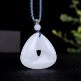 Natural Hetian Jade Lucky Pendant Necklace Carved Amulet Chinese Jade Jewelry