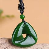 Natural Hetian Jade Lucky Pendant Necklace Carved Amulet Chinese Jade Jewelry