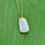 Hetian Jade Lucky Pendant S925 Silver Necklace for Mom Gift