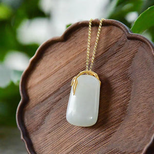Hetian Jade Lucky Pendant S925 Silver Necklace for Mom Gift