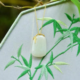 Hetian Jade Lucky Pendant Necklace, S925 Sterling Silver, Classic Gift for Mom