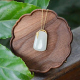 Hetian Jade Lucky Pendant Necklace, S925 Sterling Silver, Classic Gift for Mom