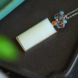 Hetian Jade Lucky Pendant with Red Pendant S925 Sterling Silver Clavicle Chain