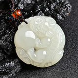 Hetian Jade Pixiu Pendant Engraved Jewelry Couple Charms Amulets