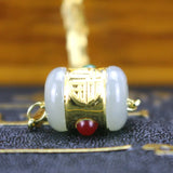 Hetian Jade Necklace Pendant 24k Lucky Cylinder Pendant