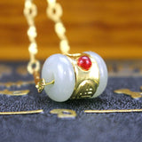 Hetian Jade Necklace Pendant 24k Lucky Cylinder Pendant