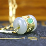 Hetian Jade Necklace Pendant 24k Lucky Cylinder Pendant