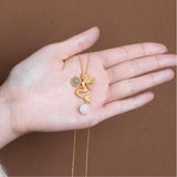 Natural Hetian Jade Mermaid Pendant Necklace Chinese Style Retro Unique