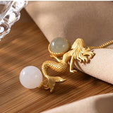 Natural Hetian Jade Mermaid Pendant Necklace Chinese Style Retro Unique