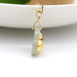 Hetian Jade Money Bag Necklace 24K Inlay Rhinestone Amulet Pendant
