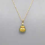 Hetian Jade Money Bag Necklace 24K Inlay Rhinestone Amulet Pendant