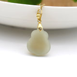 Hetian Jade Money Bag Necklace 24K Inlay Rhinestone Amulet Pendant