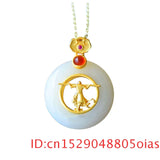 Hetian Jade Monkey King Pendant Necklace 925 Silver Chalcedony