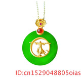 Hetian Jade Monkey King Pendant Necklace 925 Silver Chalcedony