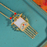 Hetian Jade Fringe Pendant S925 Silver Chinese Style Sweater