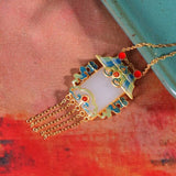 Hetian Jade Fringe Pendant S925 Silver Chinese Style Sweater
