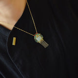 Hetian Jade Fringe Pendant S925 Silver Chinese Style Sweater