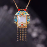 Hetian Jade Fringe Pendant S925 Silver Chinese Style Sweater