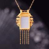 Hetian Jade Fringe Pendant S925 Silver Chinese Style Sweater
