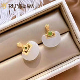 Hetian Jade Necklace Small Lock of Good Wishes Pendant