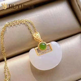 Hetian Jade Necklace Small Lock of Good Wishes Pendant