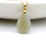 Hetian Jade Necklace 24k Inlaid Rose Flower Pendants Couple Water Drop Jewelry