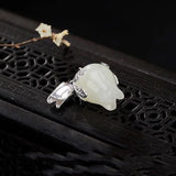 Hetian Jade Orchid Pendant S925 Silver Clavicle Chain Necklace