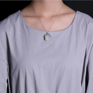 Hetian Jade Orchid Pendant S925 Silver Clavicle Chain Necklace