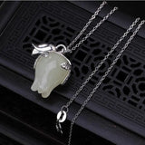 Hetian Jade Orchid Pendant S925 Silver Clavicle Chain Necklace