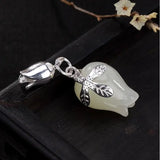 Hetian Jade Orchid Pendant S925 Silver Clavicle Chain Necklace