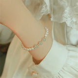 Natural Hetian Jade Pearl Beads Bracelet 14K Filled Fine Jewelry