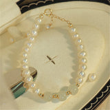Natural Hetian Jade Pearl Beads Bracelet 14K Filled Fine Jewelry
