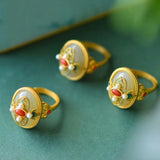 Natural Hetian Jade Pearl Ring S925 Sterling Silver Vintage Court Style