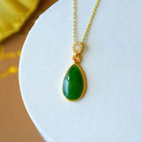Hetian Jade Pendant Green S925 Sterling Silver Inlaid Mother