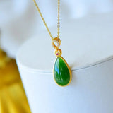 Hetian Jade Pendant Green S925 Sterling Silver Inlaid Mother