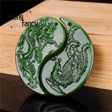 Hetian Jade Pendant Dragon Phoenix Pair Necklace